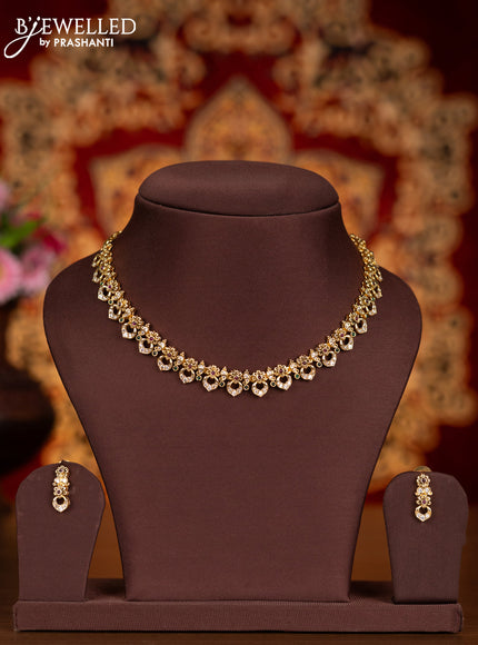 Antique necklace floral design with kemp and cz stones