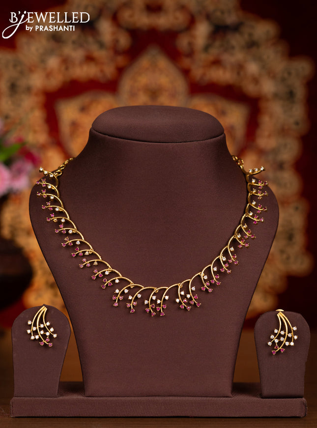 Antique necklace with ruby and cz stones