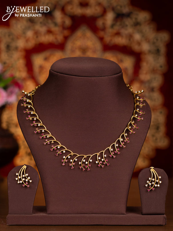 Antique necklace with ruby and cz stones