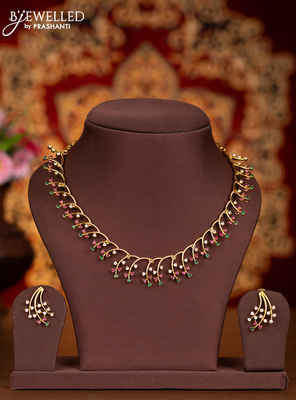 Antique necklace with kemp and cz stones