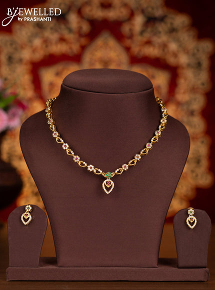 Antique necklace with kemp and cz stones