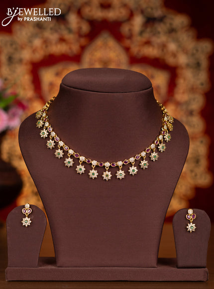 Antique necklace with kemp and cz stones
