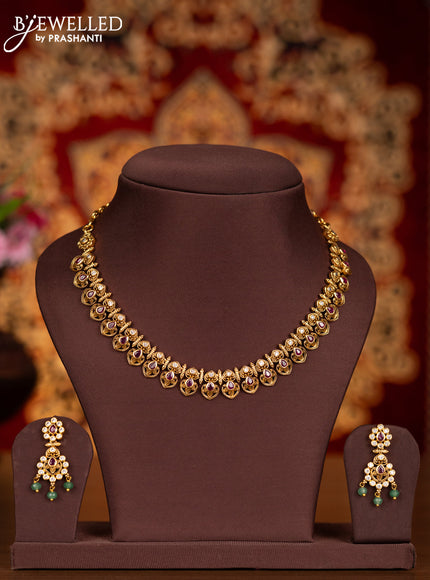 Antique necklace with ruby and cz stones