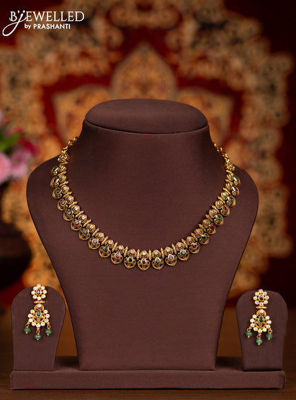 Antique necklace with kemp and cz stones