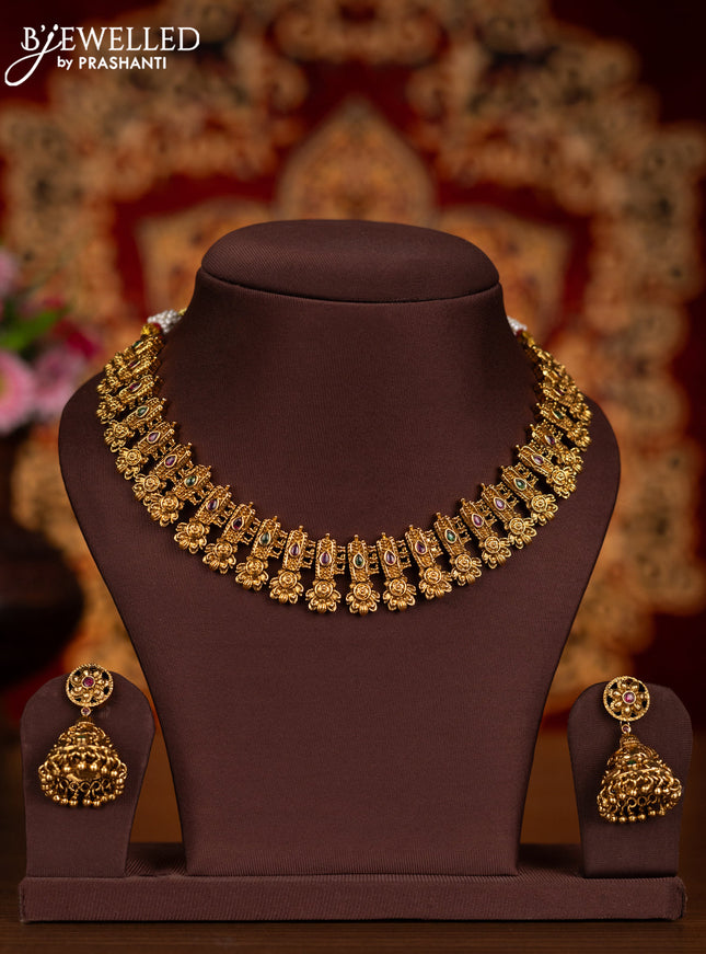 Antique necklace floral design with kemp stones