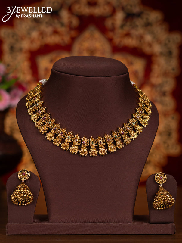Antique necklace floral design with kemp stones