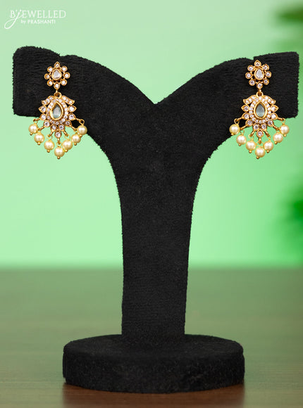 Antique attigai necklace with mint green & cz stones and pearl hangings