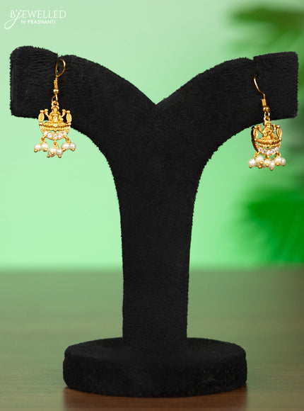 Antique attigai necklace lakshmi design with cz stones and pearl hangings