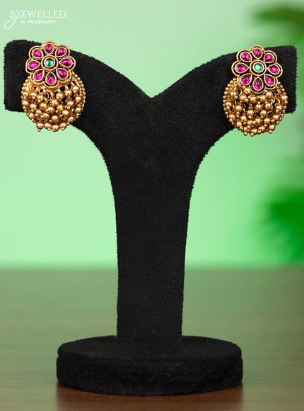 Antique attigai necklace with kemp stones and golden beads hangings
