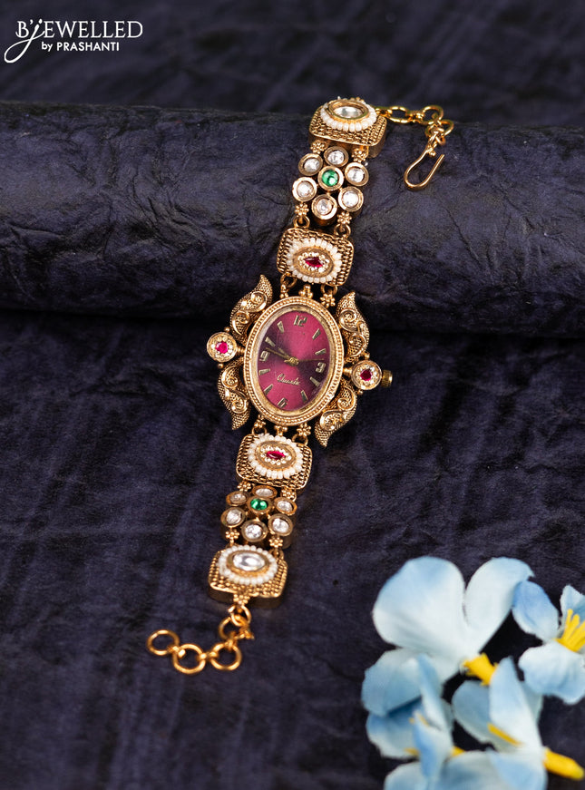 Antique watches with kemp jadau kundan stones
