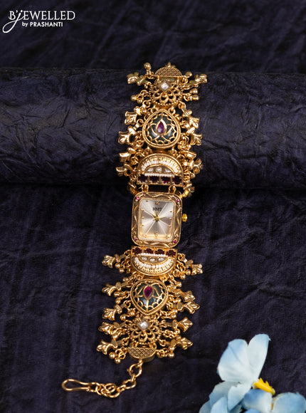 Antique watches with kemp & kundan stones and golden beads hangings