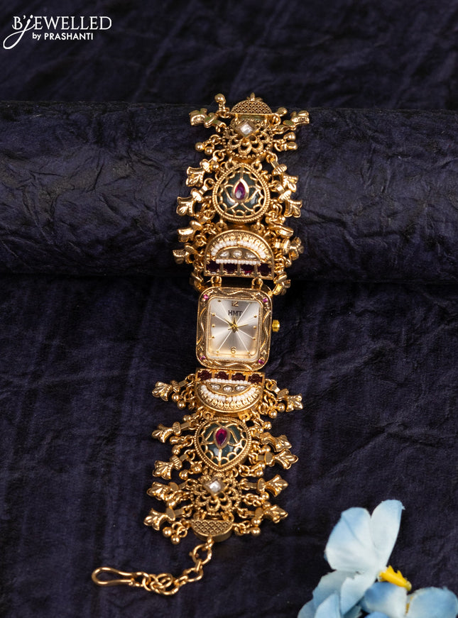 Antique watches with kemp & kundan stones and golden beads hangings