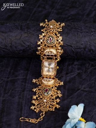 Antique watches with kemp & kundan stones and golden beads hangings