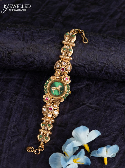Antique watches with pink jadau kundan and cz stones