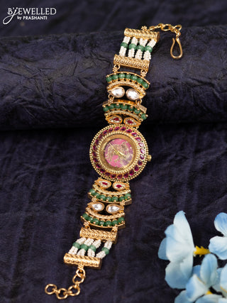 Antique watches with pink jadau kundan and cz stones