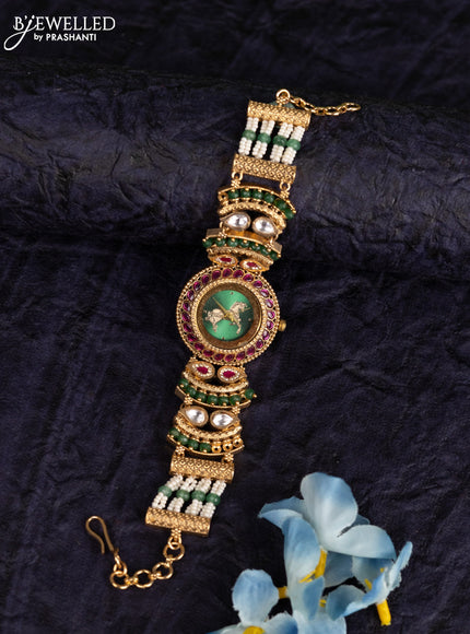 Antique watches with pink jadau kundan and cz stones