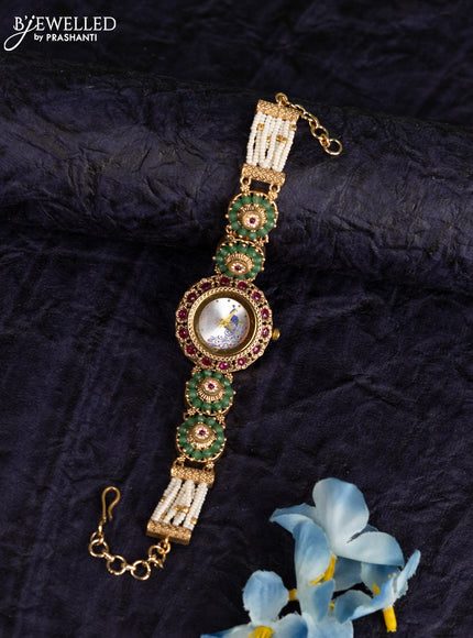 Antique watches peacock design with ruby and cz stones
