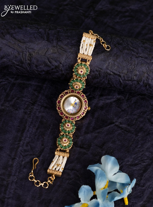 Antique watches peacock design with ruby and cz stones