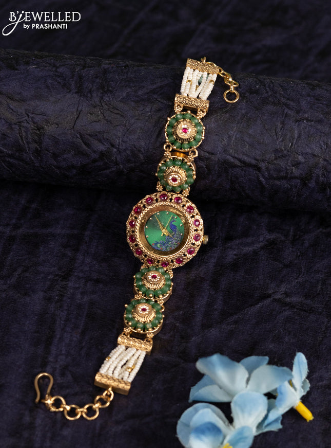 Antique watches peacock design with ruby and cz stones