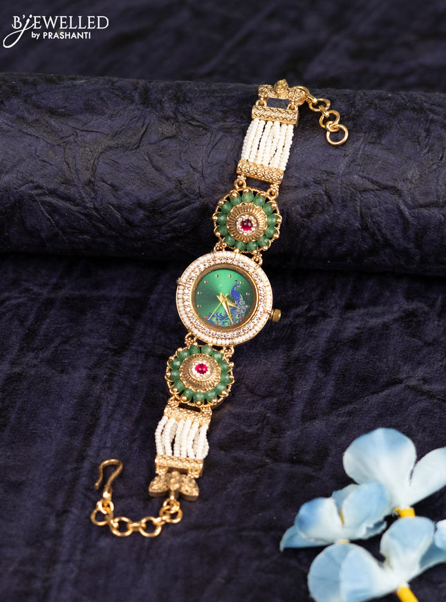 Antique watches peacock design with ruby and cz stones