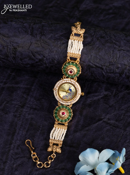 Antique watches peacock design with ruby and cz stones