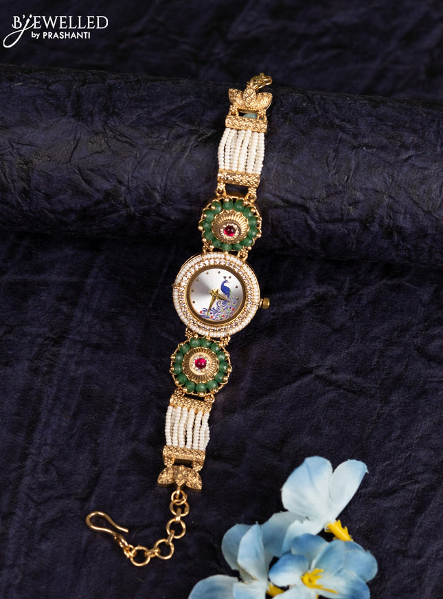 Antique watches peacock design with ruby and cz stones