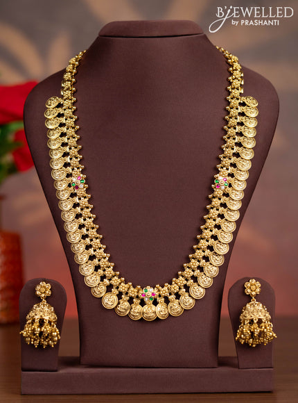 Antique haaram lakshmi kasu design with kemp jadau kundan stones