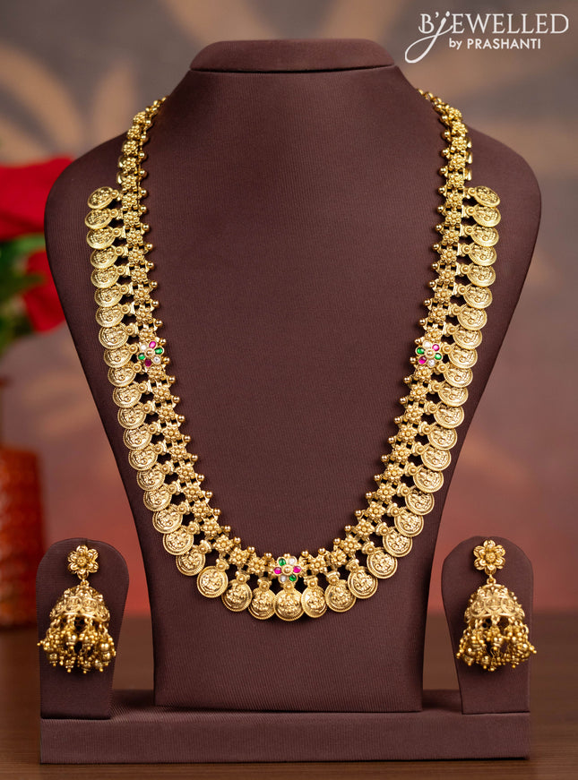 Antique haaram lakshmi kasu design with kemp jadau kundan stones