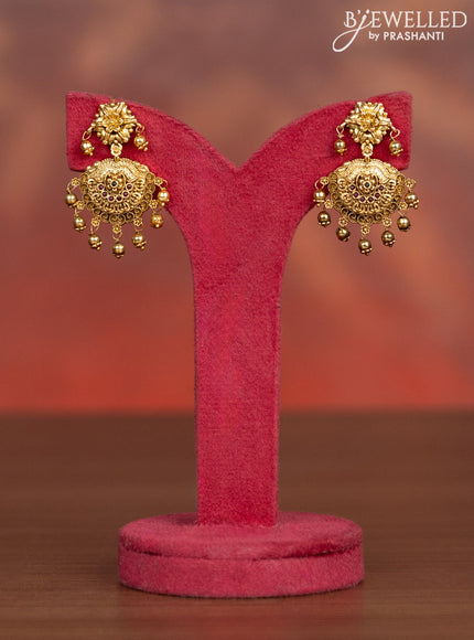 Antique haaram with kemp stones and golden beads hangings