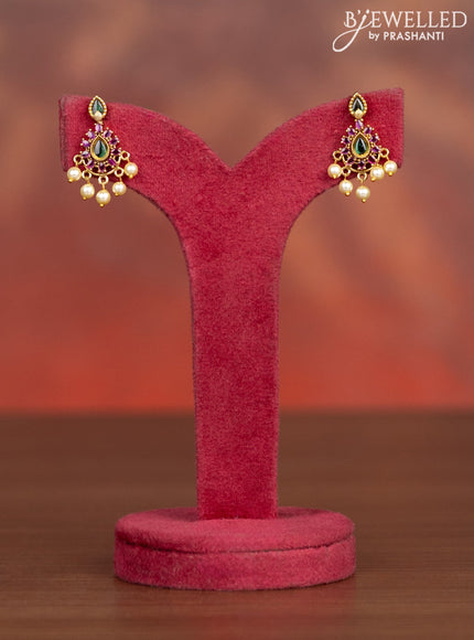 Antique haaram manga pattern with kemp stones and pearl hangings