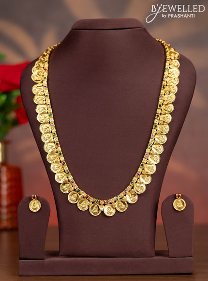 Antique haaram with lakshmi kasu design and kemp stones