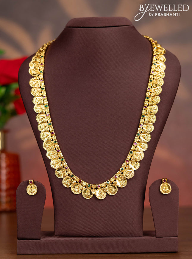 Antique haaram with lakshmi kasu design and kemp stones