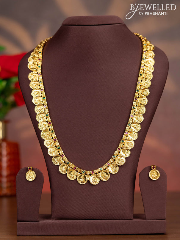 Antique haaram with lakshmi kasu design and kemp stones