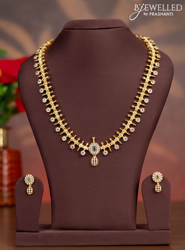 Antique haaram with kemp and cz stones