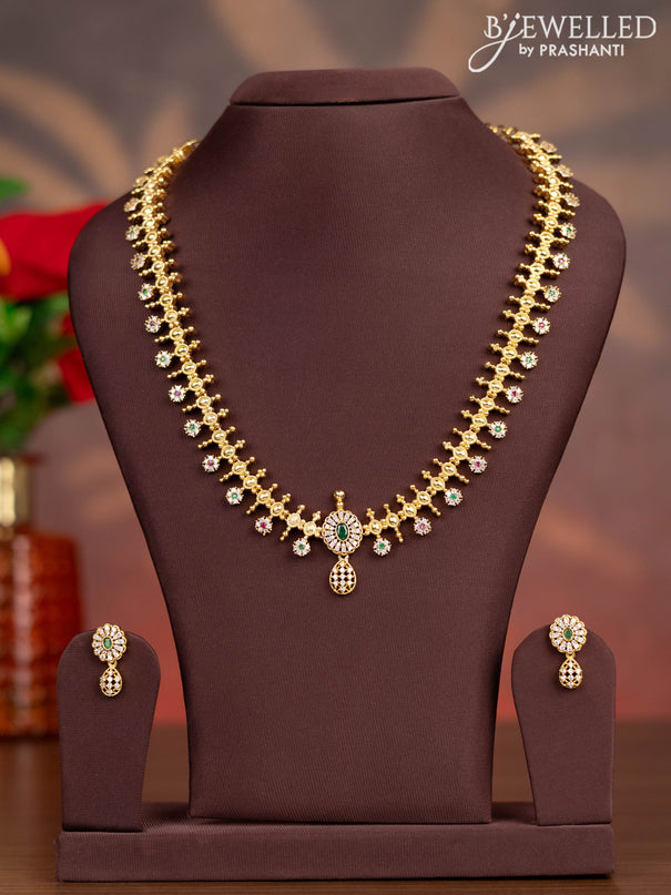 Antique haaram with kemp and cz stones
