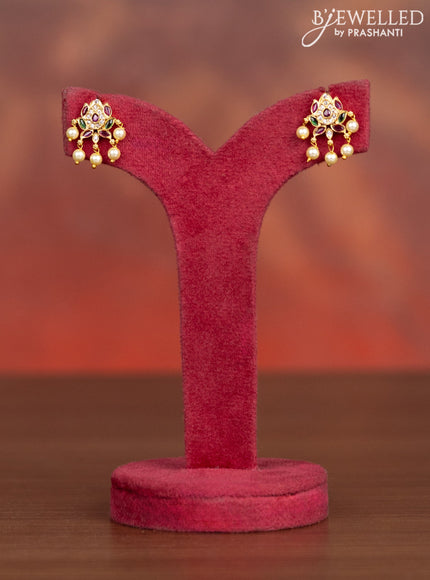 Antique haaram with kemp & cz stones and pearl hangings