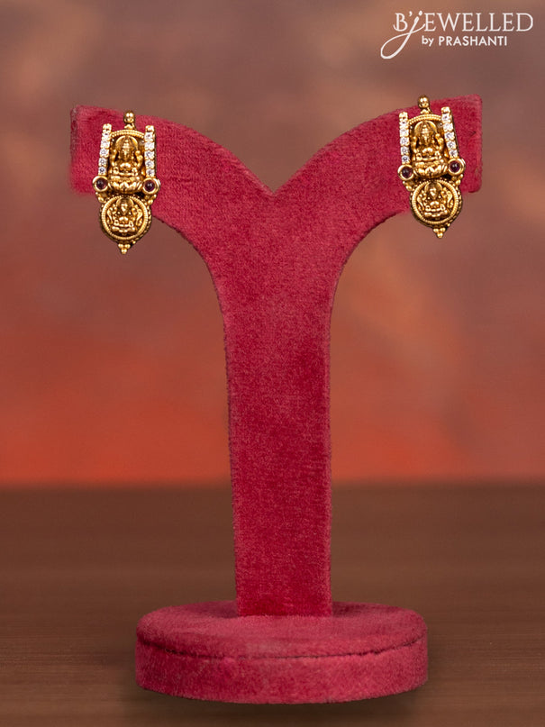 Antique haaram with lakshmi kasu design and kemp and cz stones