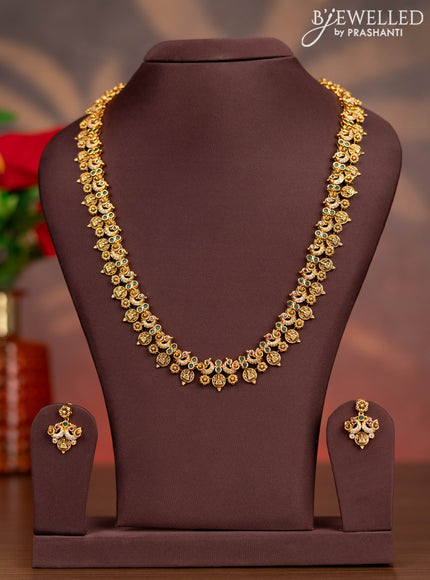 Antique haaram with lakshmi kasu design and kemp and cz stones