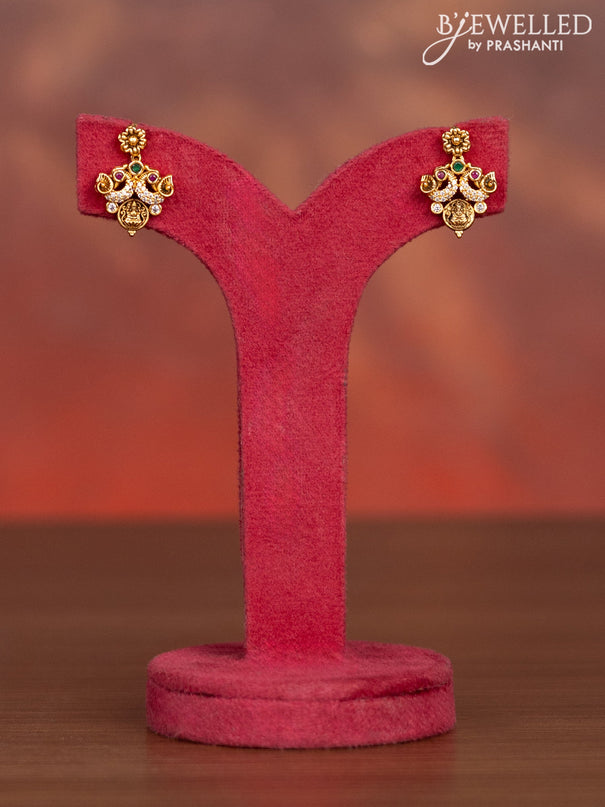 Antique haaram with lakshmi kasu design and kemp and cz stones