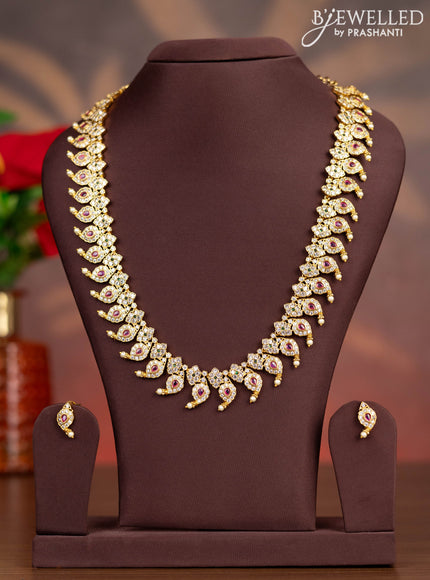 Antique haaram manga pattern with kemp & cz stones and pearls