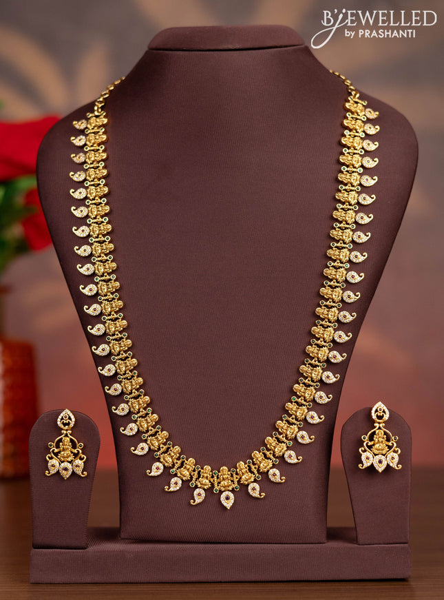 Antique haaram lakshmi & manga pattern with kemp and cz stones