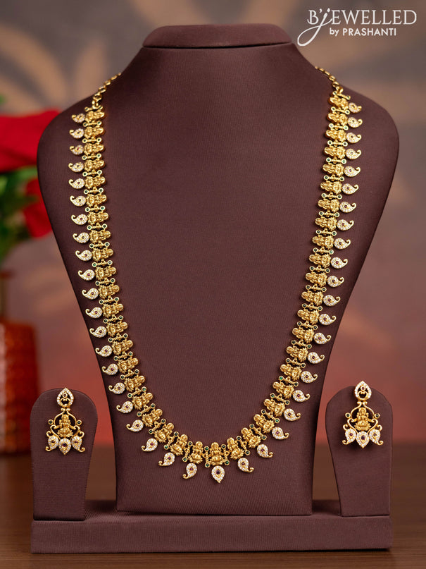 Antique haaram lakshmi & manga pattern with kemp and cz stones