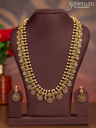 Antique haaram floral design with kemp stones and pearls