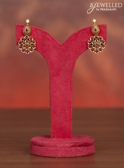 Antique haaram floral design with kemp stones and pearls