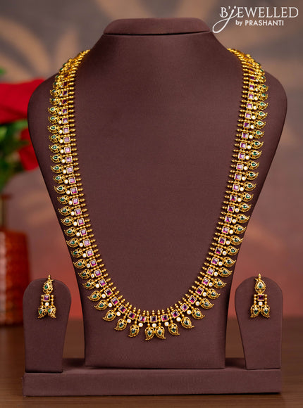 Antique haaram manga pattern with kemp and cz stones