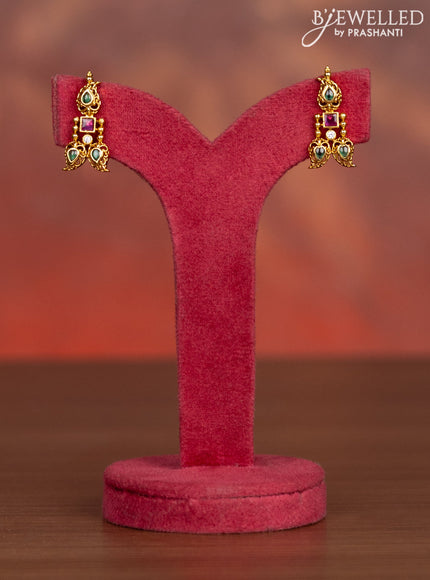 Antique haaram manga pattern with kemp and cz stones