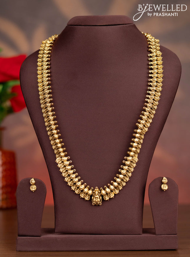 Antique haaram with lakshmi kasu design and kemp and cz stones