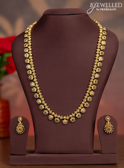 Antique haaram with kemp and kundan stones