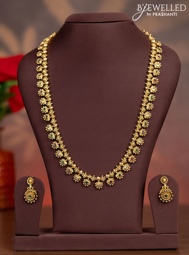 Antique haaram with kemp and kundan stones