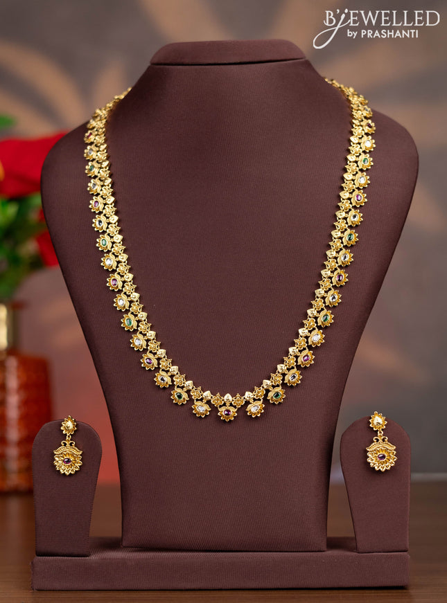 Antique haaram with kemp and kundan stones
